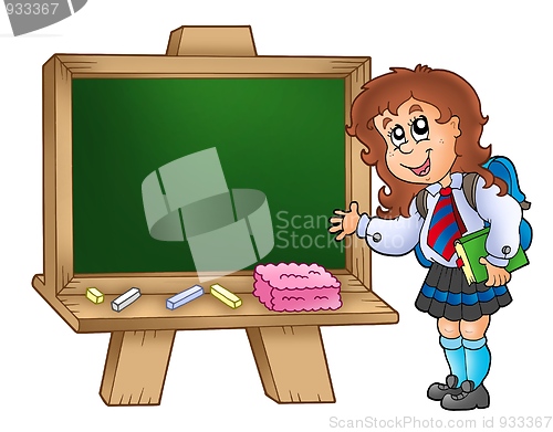 Image of Cartoon girl with chalkboard