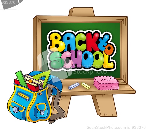 Image of School bag and chalkboard