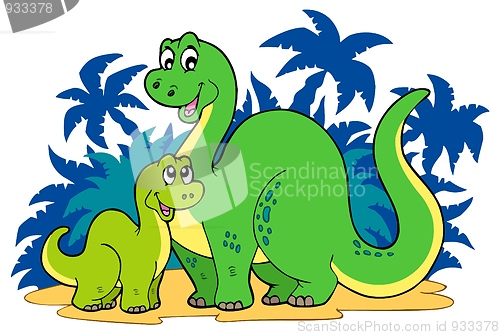 Image of Cartoon dinosaur family