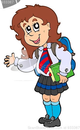 Image of Cartoon girl in school uniform