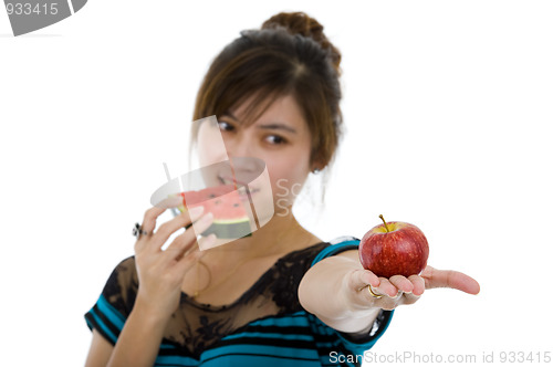 Image of asian beauty with fruits