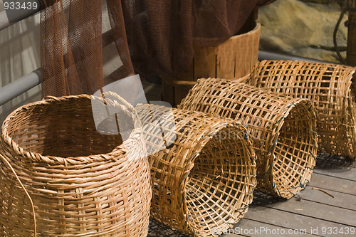 Image of baskets on wood floor