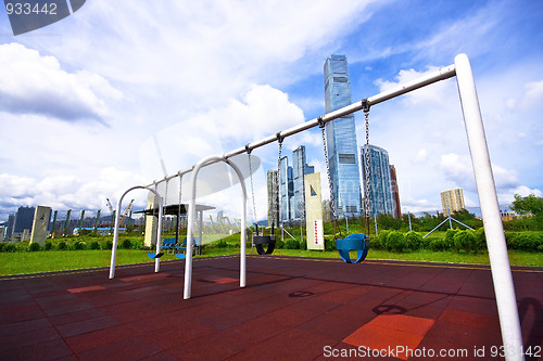 Image of swing in the park in the city