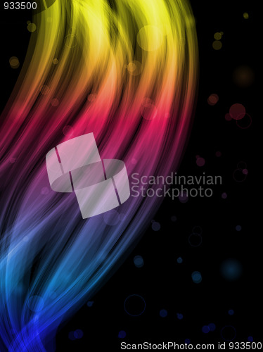 Image of Abstract Colorful Waves on Black Background