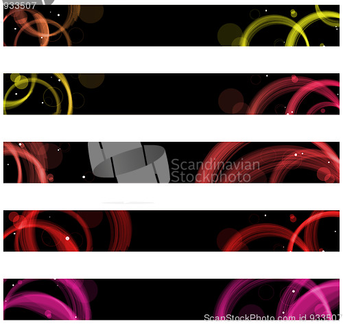 Image of Abstract colorful circles web banners. Size 728x90 px