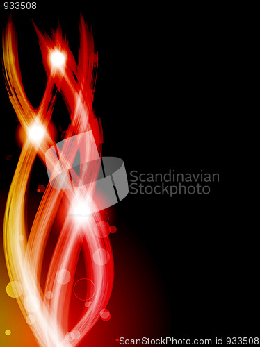 Image of Abstract Colorful Waves on Black Background