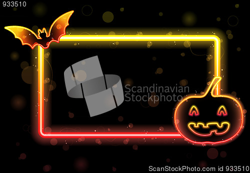 Image of Halloween Lights Frame with Bat and Pumpkin