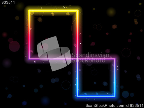 Image of Rainbow Square Border with Sparkles and Swirls.