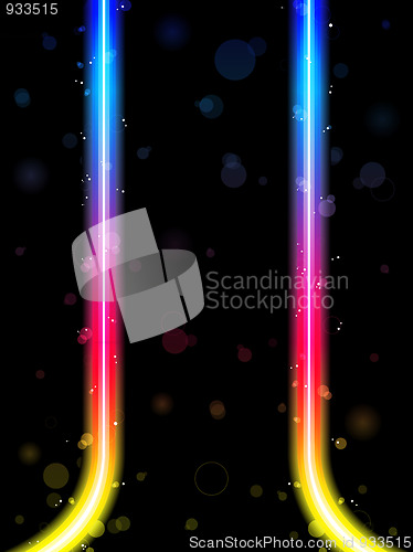 Image of Rainbow Lines Border with Sparkles and Swirls.