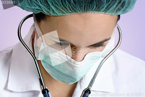 Image of Portrait of a young doctor with stethoscope.