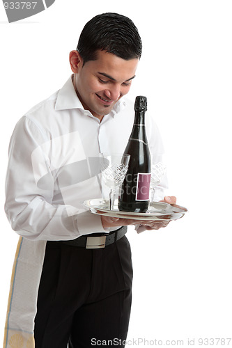 Image of Smiling waiter, servant or bartender
