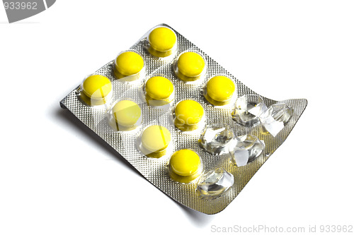Image of Yellow Pills isolated on white 