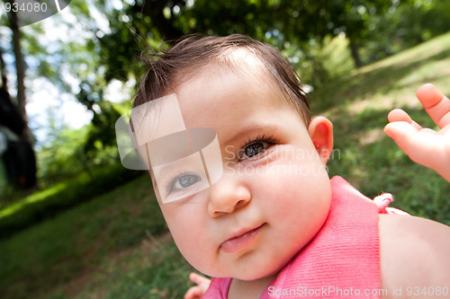 Image of Funny baby face with big cheeks