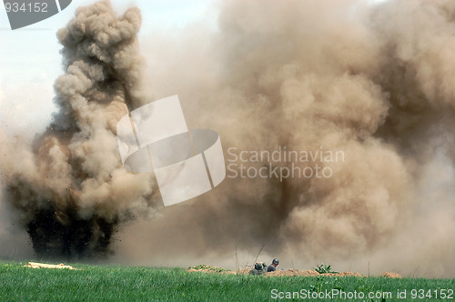 Image of Explosion. WW2 reenacting. Kiev,Ukraine 