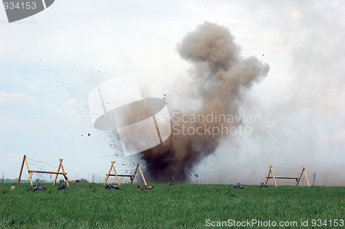 Image of Explosion. WW2 reenacting. Kiev,Ukraine 