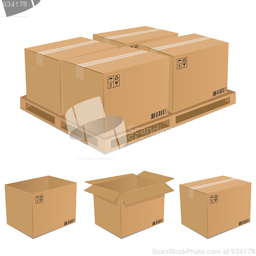 Image of Set of vector cardboard boxes