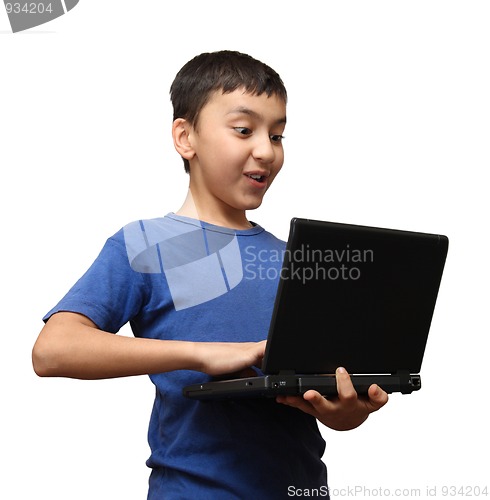 Image of surprise boy with laptop