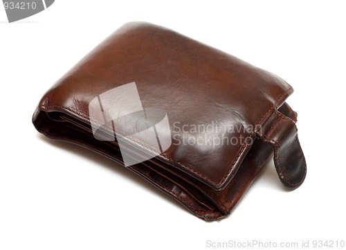 Image of brown leather bulging purse