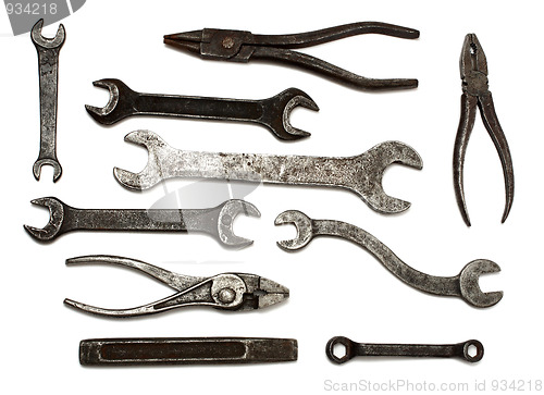 Image of set of old dirty tools