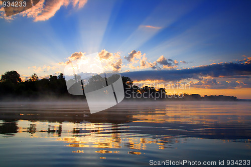 Image of sunrise and reflection in river