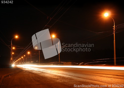 Image of traffic ob night road