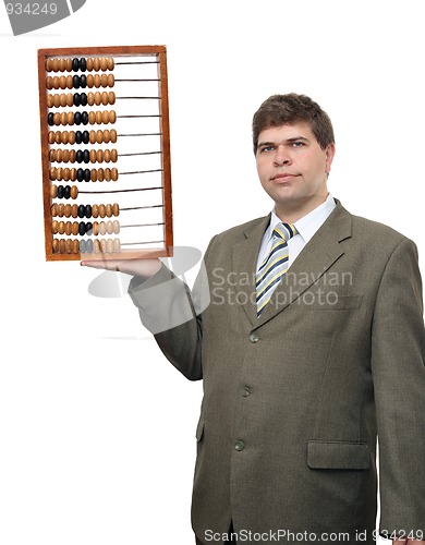 Image of businessman with abacus