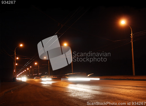 Image of traffic ob night road