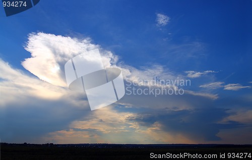 Image of raining clouds on horizon