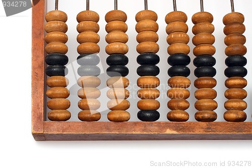 Image of part of old wooden abacus