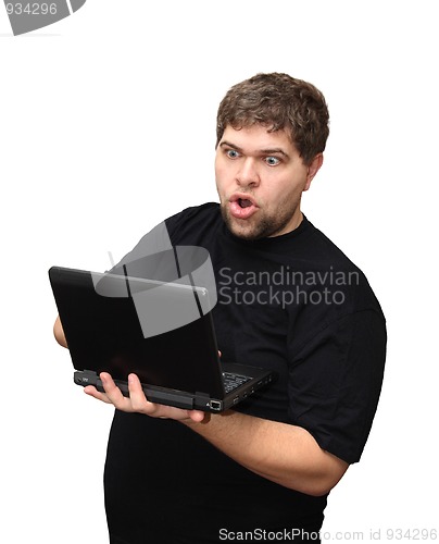 Image of surprise man with laptop