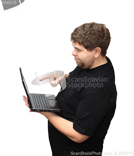 Image of showing man with laptop