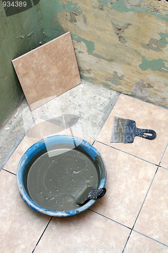 Image of ceramics brick laying on floor