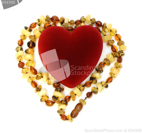 Image of box heart and amber necklace