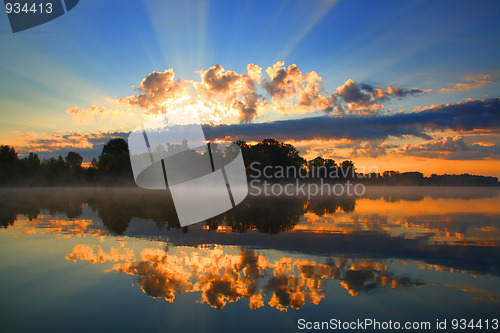 Image of sunrise and reflection in river