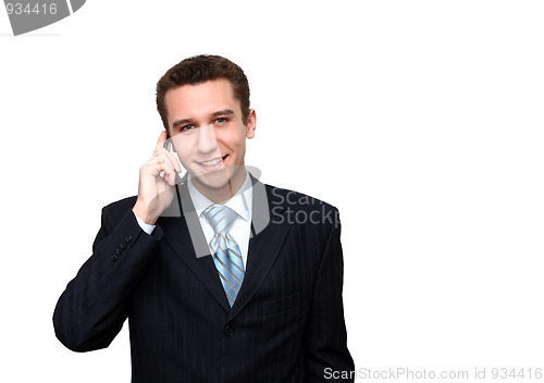 Image of smiling man calling by phone