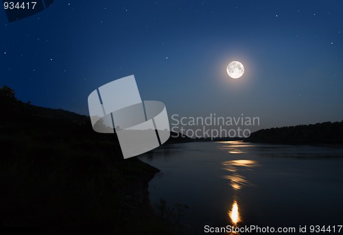 Image of night landscape with moon