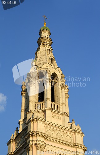 Image of tower of cathedral church Sofia in Moscow