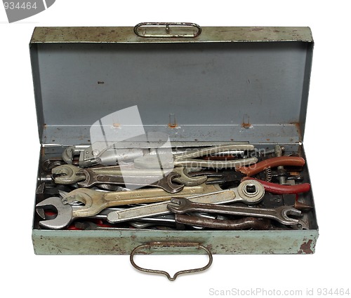 Image of old rusty box with tools