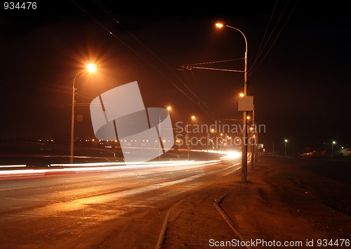 Image of traffic ob night road