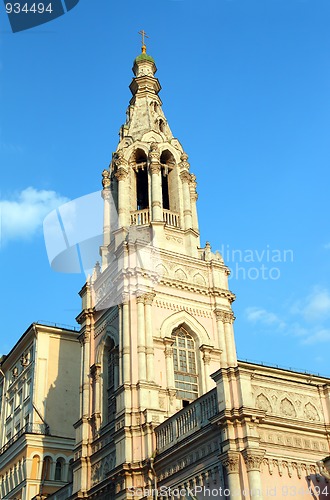 Image of tower of cathedral church Sofia in Moscow