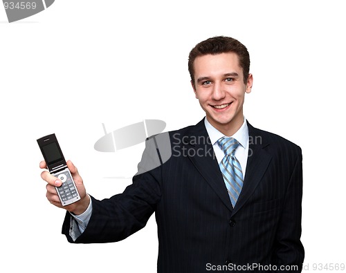 Image of smiling man with mobile phone