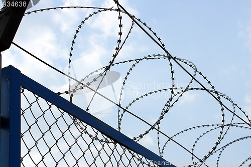 Image of fence with barbed wire close-up