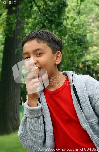 Image of boy eating ice-cream