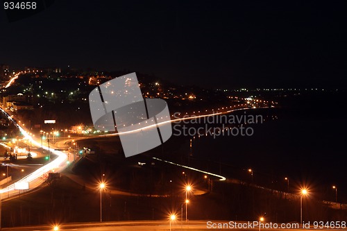 Image of night light roads and embankment