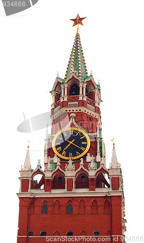 Image of tower of Moscow kremlin isolated on white