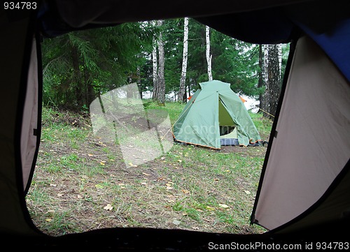 Image of camping - view from tent