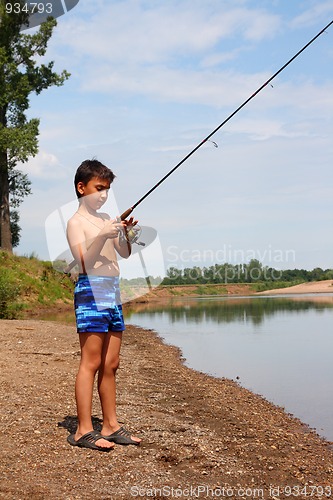 Image of boy fishing with spinning