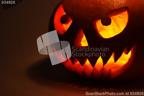 Image of Halloween pumpkin in dark