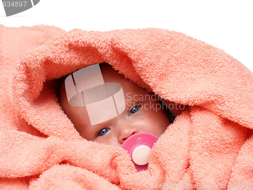 Image of newborn baby with soother