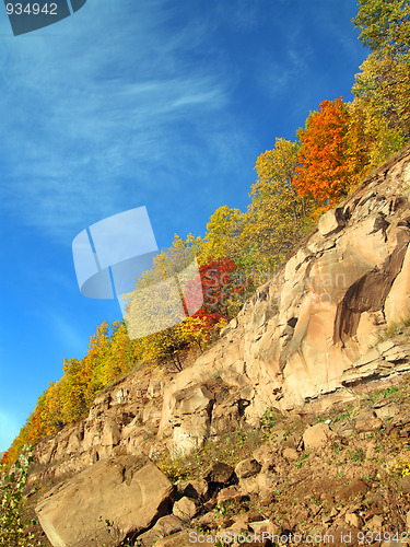 Image of autumn landscape with rock